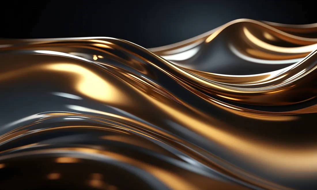 Luxurious liquid gold and silver chrome fluid waves